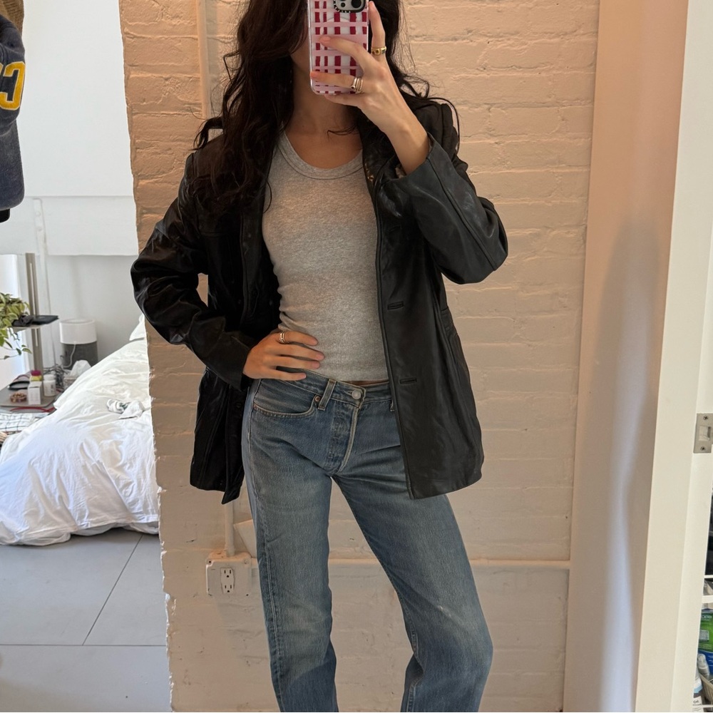 Vintage Leather Blazer Jacket